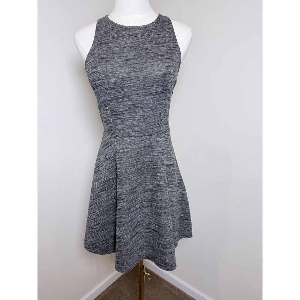 Abercrombie & Fitch Dress Womens Medium Gray Scuba Knit Fit Flare Open Back NWT